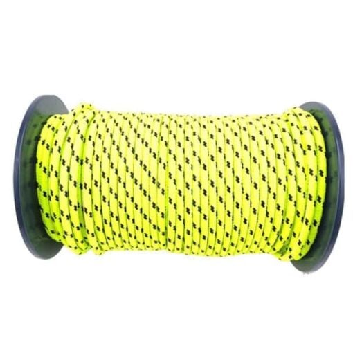 rs fluorescent yellow with black fleck fleck bradied polyester rope 2