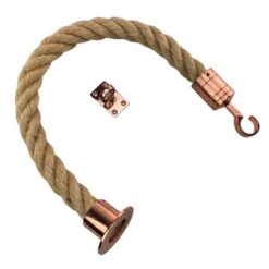 rs natural hemp barrier rope with copper bronze cup hook and eye plate