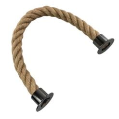 rs natural hemp barrier rope with gun metal black cup ends