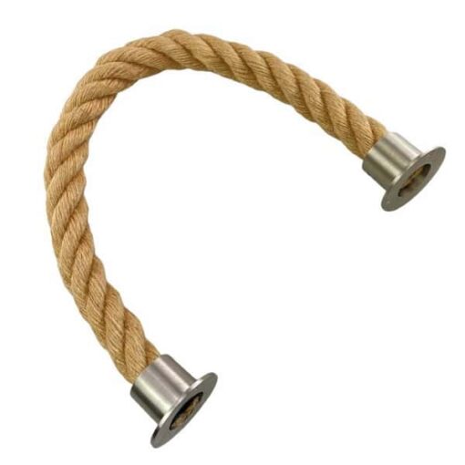 rs natural hemp barrier rope with satin nickel cup ends