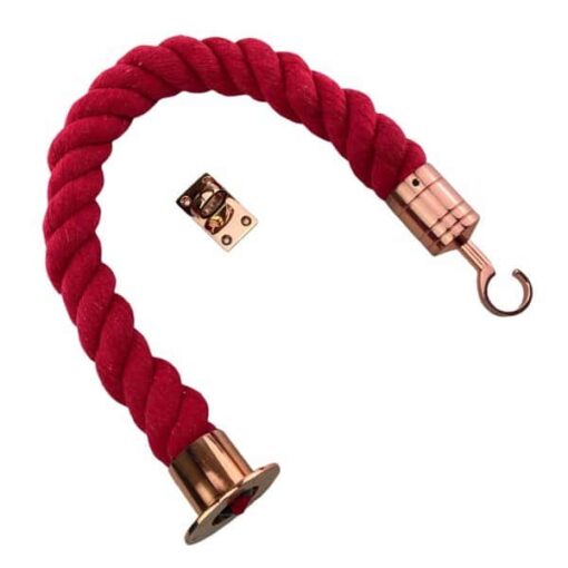 rs natural red cotton barrier rope with copper bronze cup hook and eye plate