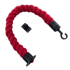 rs natural red cotton barrier rope with powder coated black cup hook and eye plate