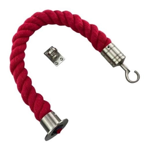 rs natural red cotton barrier rope with satin nickel cup hook and eye plate