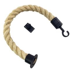 rs natural sisal barrier rope with powder coated black cup hook and eye plate