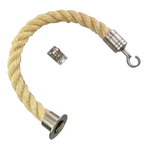 rs natural sisal barrier rope with satin nickel cup hook and eye plate