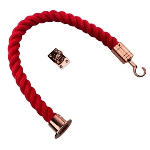 rs red softline barrier rope with copper bronze cup hook and eye plate