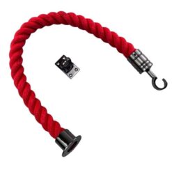 rs red softline barrier rope with gun metal black cup hook and eye plate