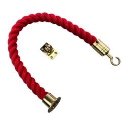 rs red softline barrier rope with polished brass cup hook and eye plate