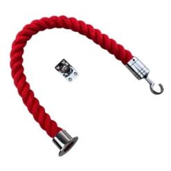 rs red softline barrier rope with polished chrome cup hook and eye plate