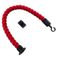 rs red softline barrier rope with powder coated black cup hook and eye plate