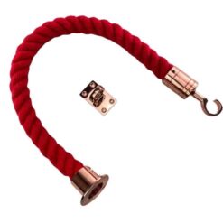 rs red synthetic polyspun barrier rope with copper bronze cup hook and eye plate