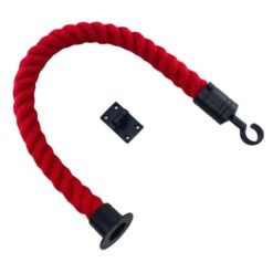 rs red synthetic polyspun barrier rope with powder coated black cup hook and eye plate