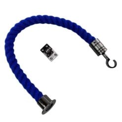 rs royal blue polyspun barrier rope with gun metal black cup hook and eye plate