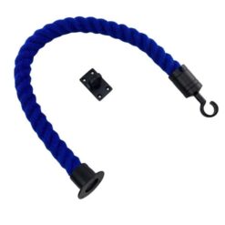 rs royal blue polyspun barrier rope with powder coated black cup hook and eye plate