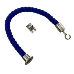 rs royal blue polyspun barrier rope with satin nickel cup hook and eye plate