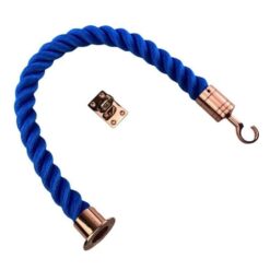 rs royal blue softline barrier rope with copper bronze cup hook and eye plate 1