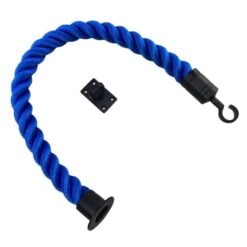 rs royal blue softline barrier rope with powder coated black cup hook and eye plate 1