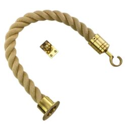 rs synthetic polyhemp barrier rope with polished brass cup hook and eye plate