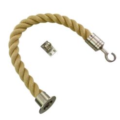 rs synthetic polyhemp barrier rope with satin nickel cup hook and eye plate