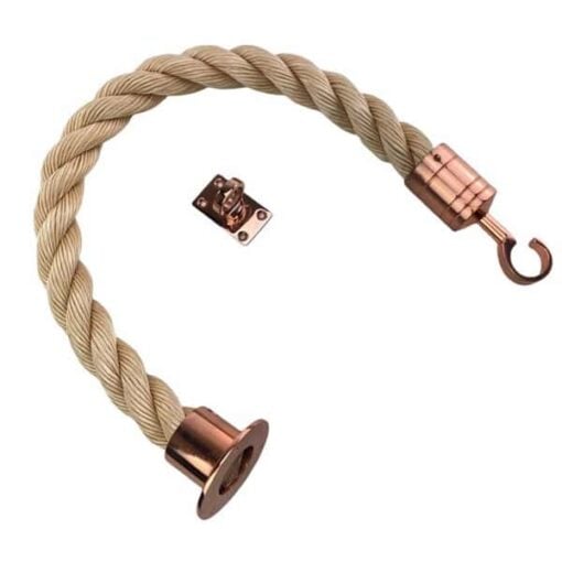 rs synthetic sisal barrier rope with copper bronze cup hook and eye plate fittings