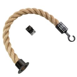 rs synthetic sisal barrier rope with gun metal black cup hook and eye plate fittings