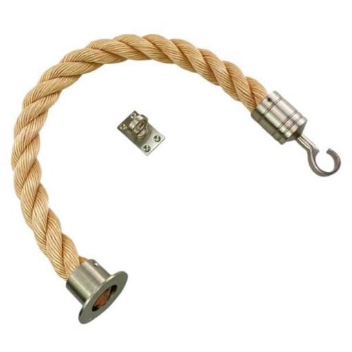 rs synthetic sisal barrier rope with satin nickel cup hook and eye plate fittings