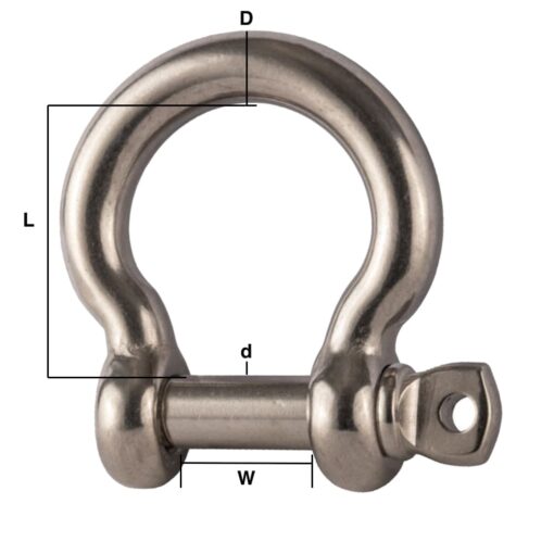 10mm bow shackle with screw pin 316 marine grade stainless steel 1