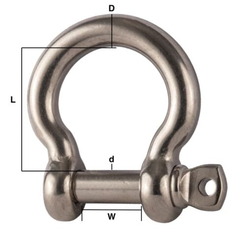 16mm bow shackle with screw pin 316 marine grade stainless steel 1