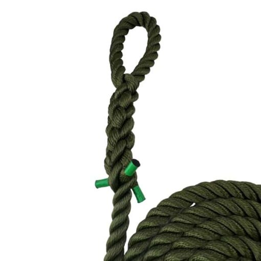 olive 3 strand nylon gym rope with soft eye 3