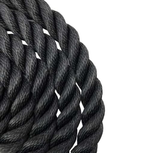 black 3 strand nylon gym rope with galvanised thimble 5