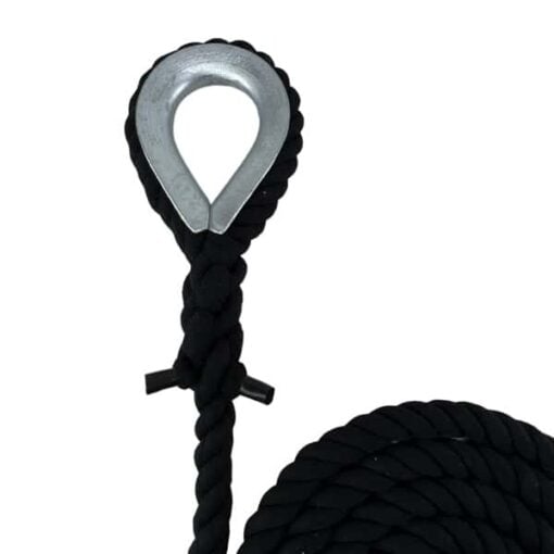 black natural cotton gym rope with galvanised thimble 3