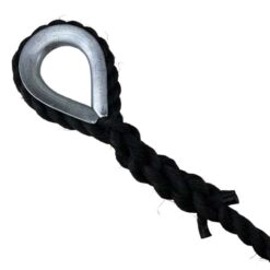 black staplespun gym rope with galvanised thimble 2