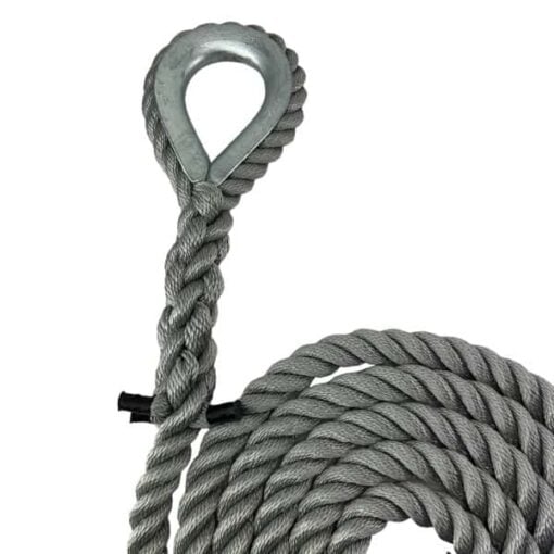 grey softline gym rope with galvanised thimble 3