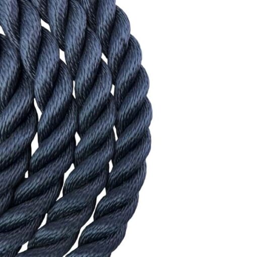 navy blue 3 strand nylon sled prowler pulling rope with galvanised thimble 3