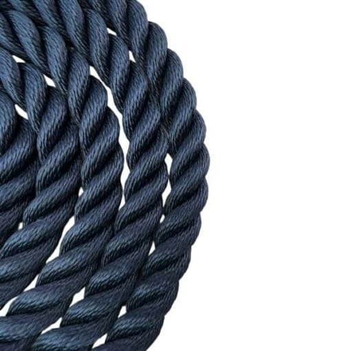 navy blue 3 strand nylon sled prowler pulling rope with soft eye 2