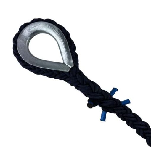 navy blue 8 strand nylon gym rope with galvanised thimble 2