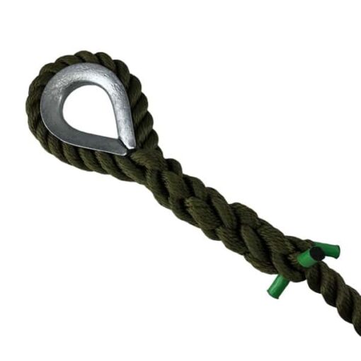 olive 3 strand nylon gym rope with galvanised thimble 2