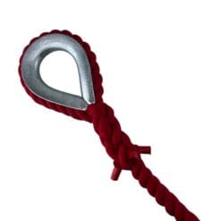 red natural cotton gym rope with galvanised thimble 2