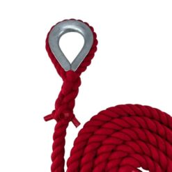 red natural cotton gym rope with galvanised thimble 3