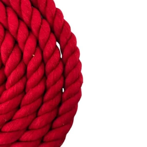 red natural cotton gym rope with galvanised thimble 5 1