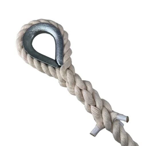 synthetic white cotton gym rope with galvanised thimble 2