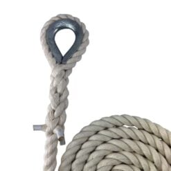 synthetic white cotton gym rope with galvanised thimble 3