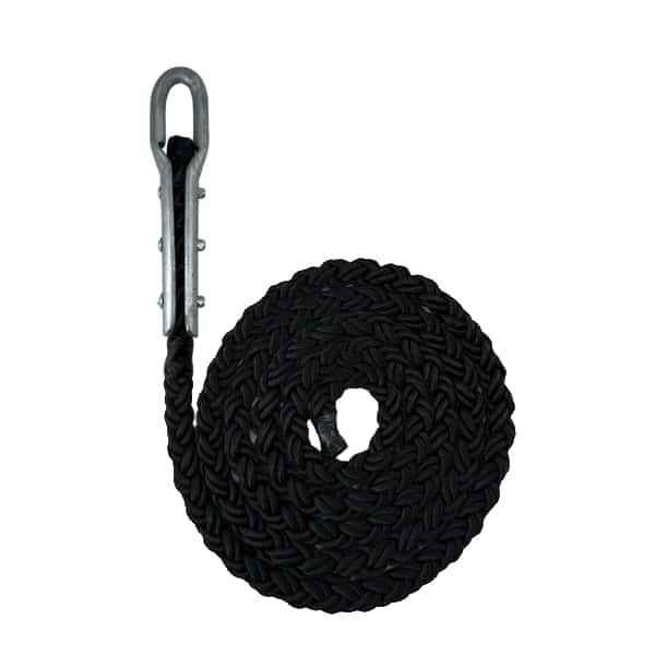 Black 8 Strand Nylon Gym Rope With Tulip Fitting - RopeServices UK