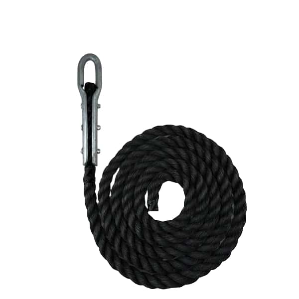Black Staplespun Gym Rope With Tulip Fitting - RopeServices UK