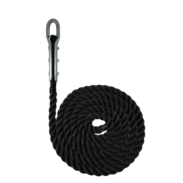 Synthetic Black Gym Rope With Tulip Fitting - RopeServices UK