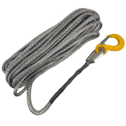 10mm silver hmpe winch rope x 30 metres yellow hook end terminal 4