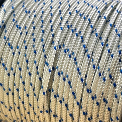 3mm white with blue fleck double braid polyester rope 1