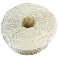 white nylon 3 strand rope coil length metres 1