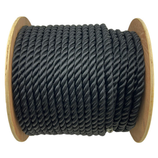 14mm black 3 strand nylon rope on a reel 1