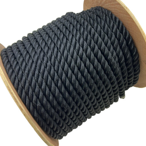 14mm black 3 strand nylon rope on a reel 2